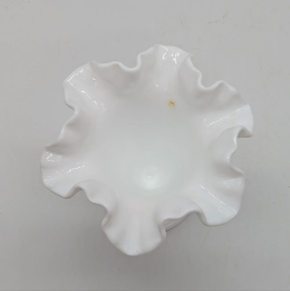 Vintage Fenton White Hobmail Milkglass Mini Vase